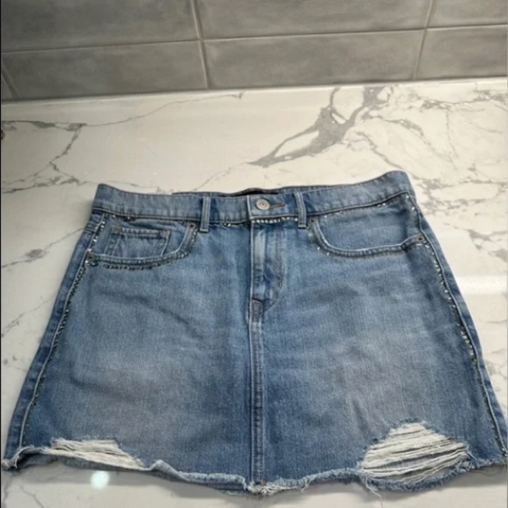 Express Jean straight mini mid rise skirt size 6